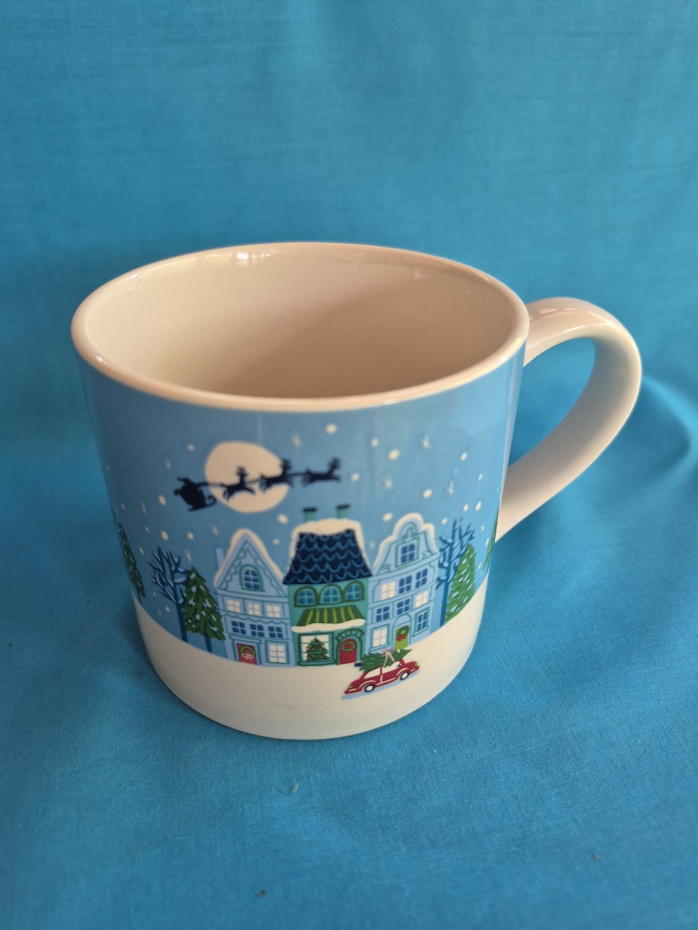 Christmas Village Snowflake Inside Mug Coffee Tea Latte Stoneware Kitchen